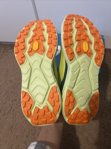 NEW Hoka One One Mens Zinal Trail Running Shoes Evening Blue Coral Yellow UK 7.5 - 第 6/8 張圖片