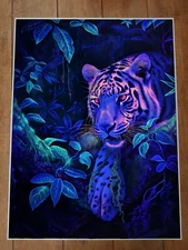 Tiger in Forest Poster Neon Colors 18x24in