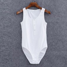 Damen Body Bodycon Knopf Catsuit Baumwollmischung Dehnbar Strampler Trikot Sexy