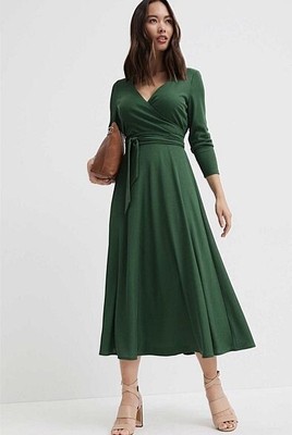 Midi Wrap Front Green Dress Size 