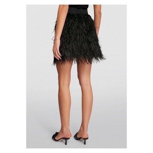 New! NWT ALICE + OLIVIA Cina Ostrich Feather High Waist Black Mini Skirt $895 - Picture 5 of 10
