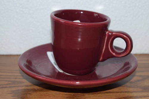 Fiesta Cinnabar Demitasse Cup And Saucer. Fiestaware Espresso Ring Handle NWT