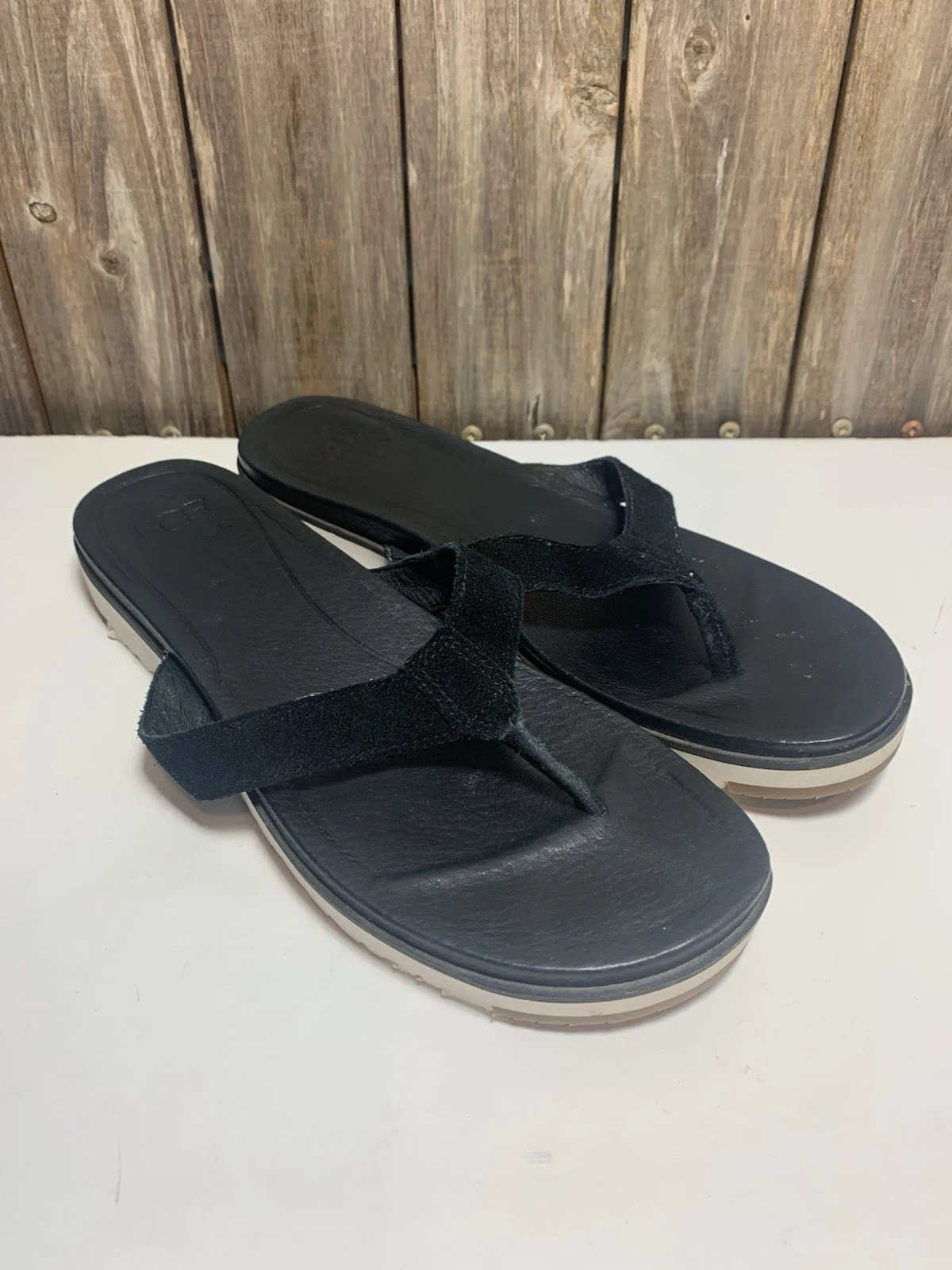 Sandali infradito UGG Australia donna Lorrie neri scamosciati tacco piatto slip on 9