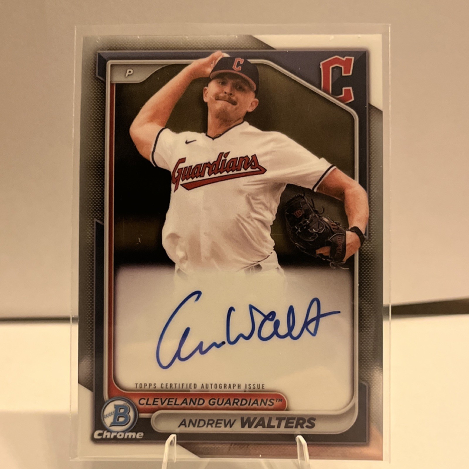 Topps 2024 Bowman Chrome Andrew Walters Prospect Autograph CPA-AW Guardians Card