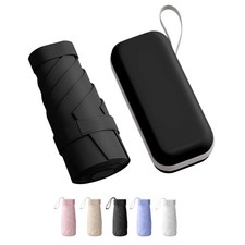 Trenovo Travel Umbrella - Mini Folding Small 7 inches long , Flat Black