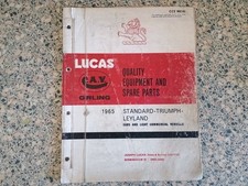 LUCAS SPARE PARTS LIST 1965 - TRIUMPH TR4 / HERALD / VITESSE / SPITFIRE / 2000