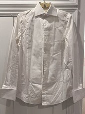 Suit Supply White Pique Tailored Fit Tuxedo Shirt Men  s Size Small 15