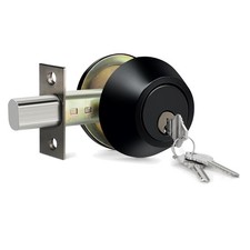 Single Cylinder Deadbolt in Matte Black Finish - Durable Scratch-Resistant