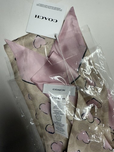 Coach NWT Doodle Hearts Silk Skinny Scarf y2k