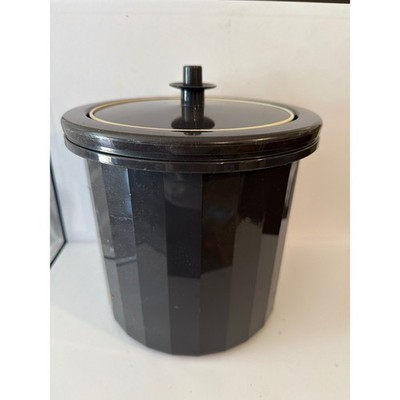 Vintage Tupperware Black Faceted Ice Bucket with Lid and Starburst Insert 1533-4