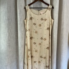 Vtg Brooks Brothers Sheath Dress 100 Silk Lined Cream Floral 14 Cottage Core