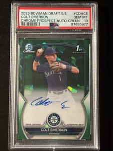 2023 Bowman Sapphire Colt Emerson Auto PSA 10 Green Refractor /99 #CDACE 