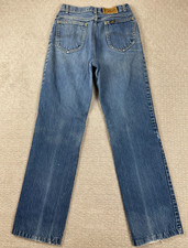Vintage 70s Lee Jeans Mens Fits 26x31 Medium Wash Denim Talon Zip Riders Cowboy