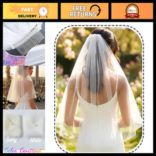 Elegant Short Wedding Veil 1 Tier Bridal Veil with Comb for Brides, Perfect for