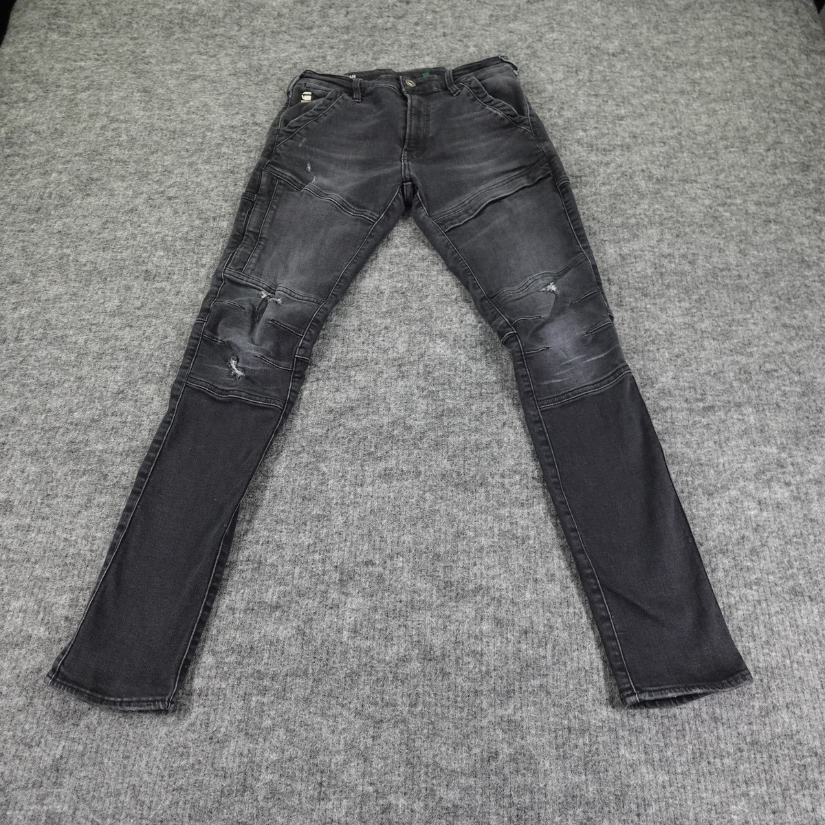 G-Star RAW Rackam 3D Skinny Jeans Mens 28x32 Black Slim Distressed