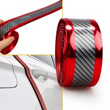 Red Accessory Carbon Fiber Vinyl Car Door Sill Scuff Plate Sticker Protector 2m