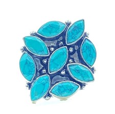 925 Sterling Silver Natural Turquoise Gemstone Handmade Jewelry Adjustable Ring