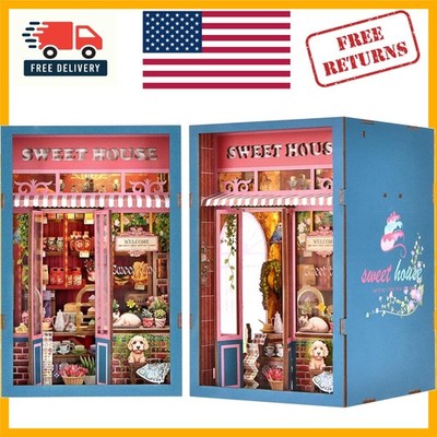 Miniature DIY Book Nook Kit with LED - Sweet House 3D Wooden Craft for Adults