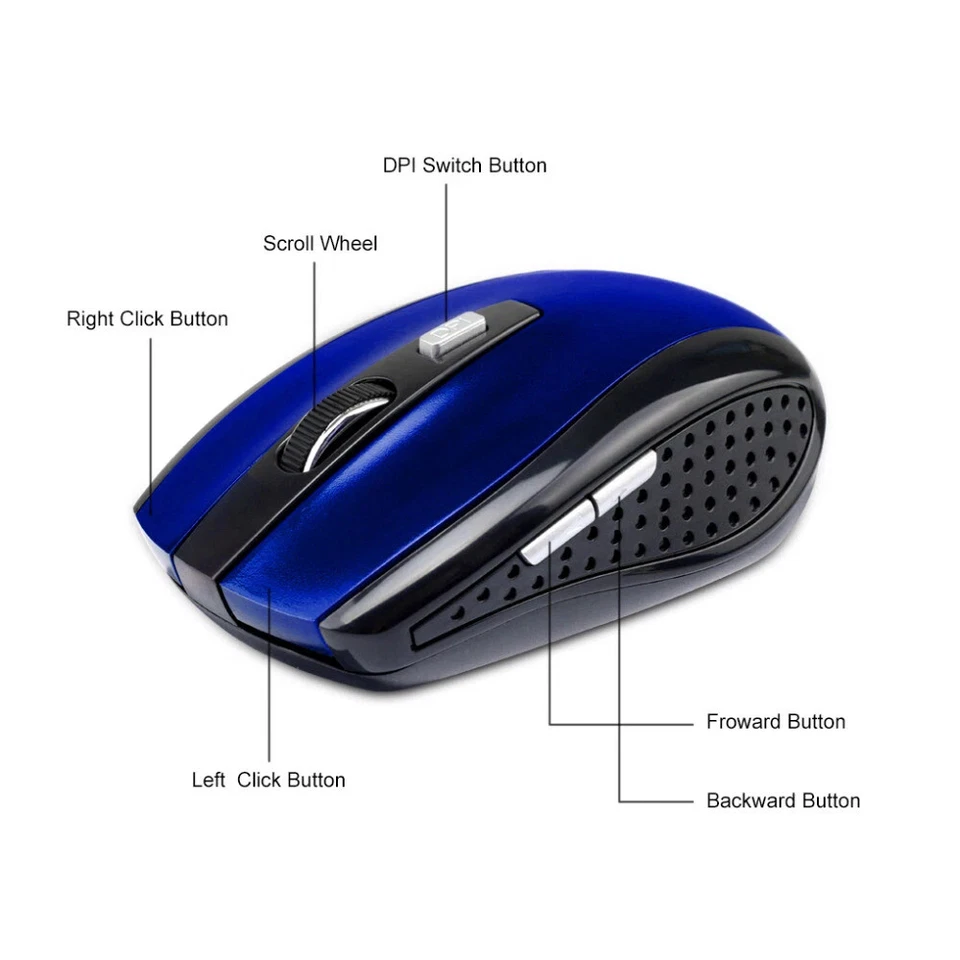 Wireless Optical Mouse Mice 2.4GHz USB Receiver For Laptop PC Computer DPI USA - Image 4 of 4
