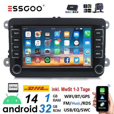 DAB+ Android15 Autoradio Carplay GPS für VW GOLF 5 6 Plus Polo Passat Touran KAM