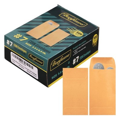 500 Pack #7 Brown coin envelope 3.5 x 6.5 inches Kraft Envelopes Classic Smal...