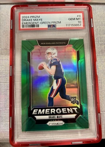 2024 Panini Prizm - Emergent Drake Maye #4 Green Prizm (RC) PSA 10 GEM MT