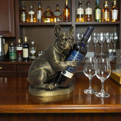 Französische Bulldogge Weinflaschenhalter - Dekoratives Statement Stück | Unikat Display