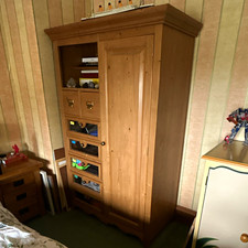 Freestanding Pine Wood children’s Wardrobe Brown 1 Hinged Door 4 Drawers
