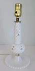 VINTAGE WHITE FLORAL MILK GLASS HOBNAIL SWIRLED 12" TABLE LAMP HAND PAINTED
