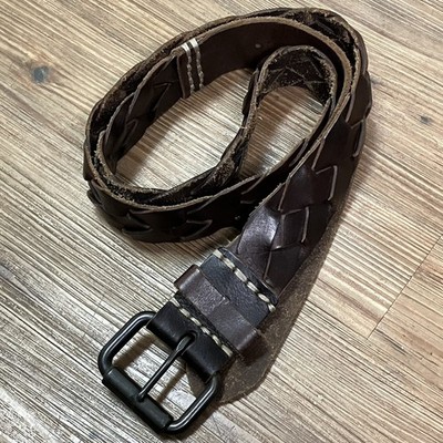 Vintage Classic American Eagle Outfitters Mens Leather Braided Brown Belt SZ 38