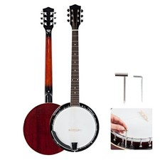 6 String Banjo Full Size for Beginner Wood Alloy Exquisite Sapelli Notopleura