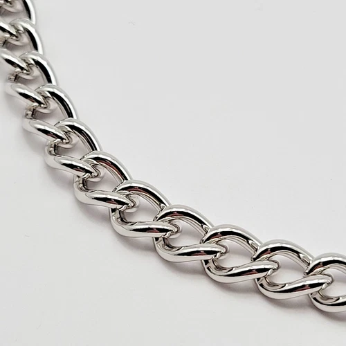 HSN Bellezza Bronze 7.5mm Silver Tone Curb Link Chain Necklace ~ 22" image 3