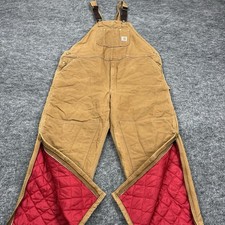 Vintage Carhartt Bib Overalls Mens 52x30 Brown Insulated Quilt Lined R02 Union