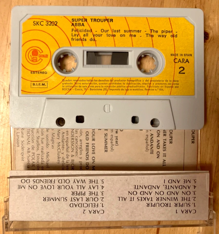 ABBA SUPER TROUPER 1980 SPAIN version CASSETTE Carnaby SKC 3202 EX - Image 4 of 4