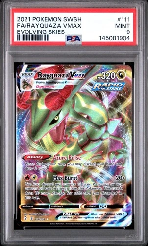 PSA 9 MINT - 2021 POKEMON S&S EVOLVING SKIES #111 FULL ART/RAYQUAZA VMAX 111/203