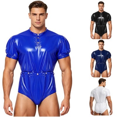 Mens Jumpsuit Romper Bodysuit Special Need Clothing Swimwear Short Sleeve Rave