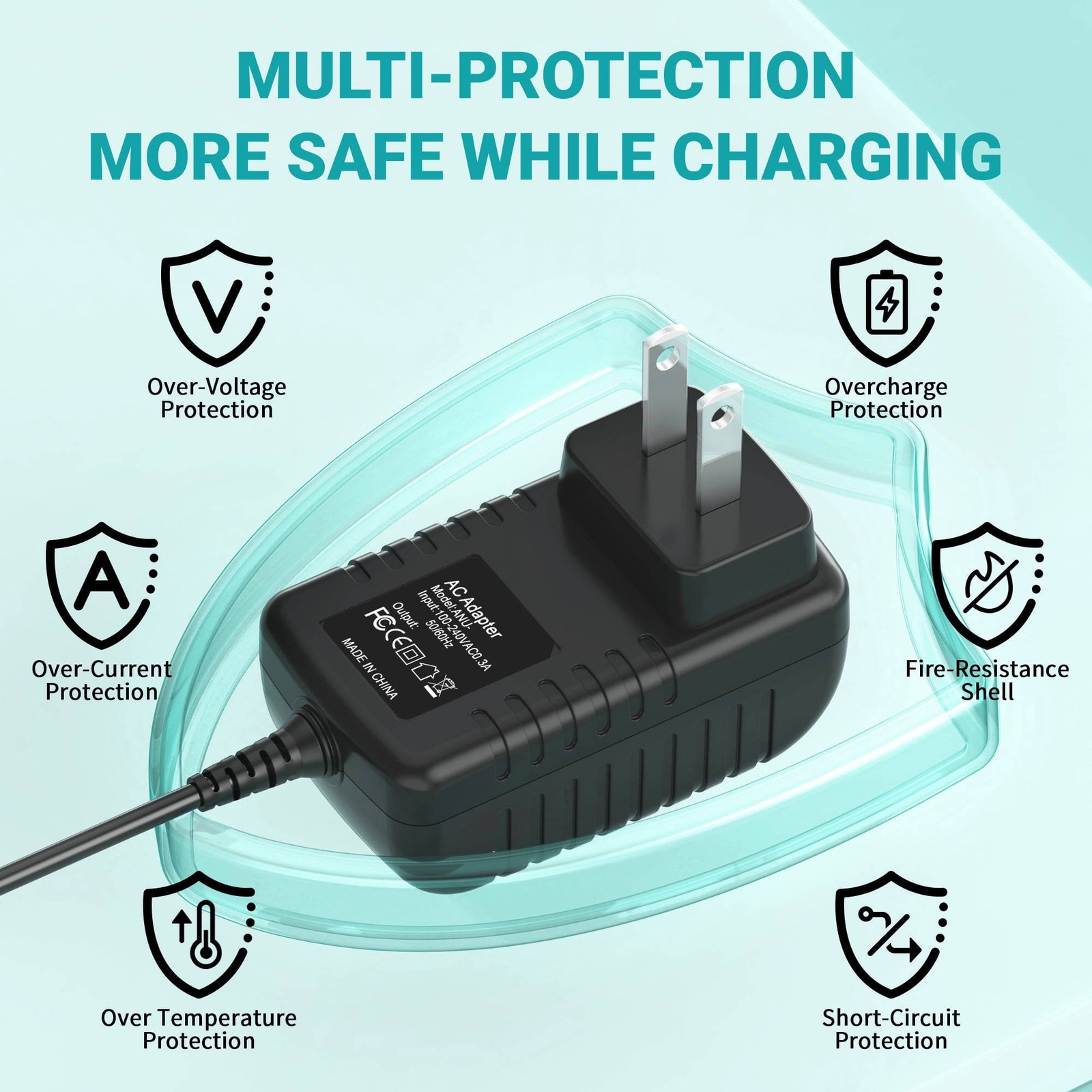 5V 3A AC DC Adapter 4.0mm Plug Fits for Wireless Video Surveillance ...