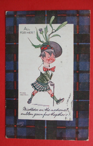 1919 OSKE WHITE schottischer Comic RAPHAEL TUCK SCHOTTISCHE MOTORHAUBE MISTEL & DISTEL
