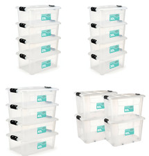 4X Plastic Storage Boxes Home Office Heavy Duty Clip Lock Lid Box Multi-Purpose