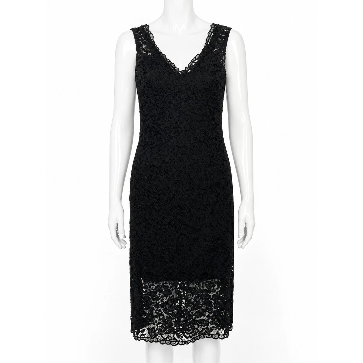 guipure lace trim dress Guipure Lace Tulle Dress with Velvet Trims main image 1
