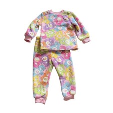 NWT Care Bears Baby Girls 24M Fleece Pajama Set Pink Rainbow Floral Snug Fit