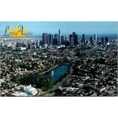 Echo Park & Lake In The Foreground Los Angeles CA Vintage Postcard SPW15