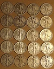 Full roll (20) - $10 Face Value - Walking Liberty Halves - 90% Silver 1916-1947