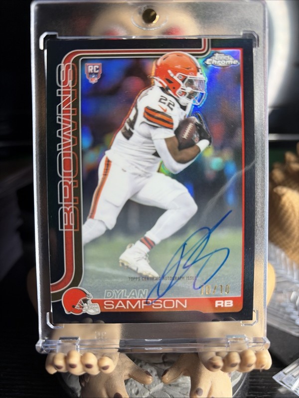 Dylan Sampson 2025 Topps Chrome Rookie True Black Refractor Auto 10/10 Bookend