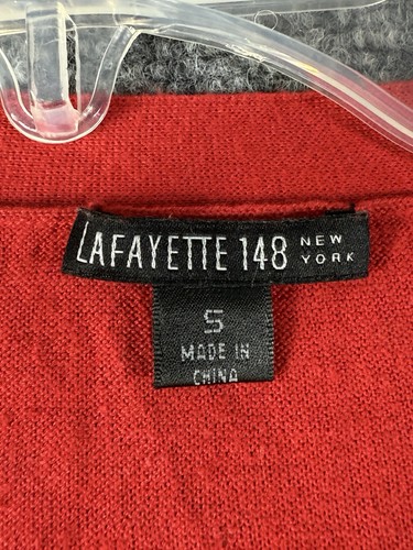 Cárdigan Lafayette 148 NY largo, rojo, abotonado delantero, S, cachemir, algodón, viscosa - Imagen 7 de 11