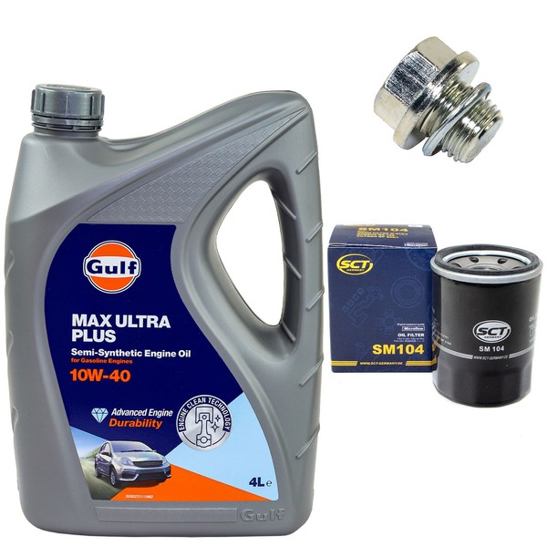 MotoröL Filter Set 10W-40 4 Liter + ÖLablassschraube FüR Hyundai KIA Mitsubishi-image