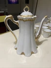 Rare Beautiful Antique Limoges Porcelain White Coffee Set & Gold Trim