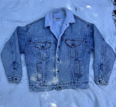 VTG 1980 s Made In USA Levi s Type III Sherpa Lined Trucker Jacket Men s Medium