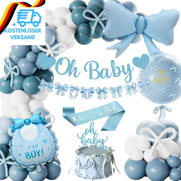 Babyparty Deko Junge, Baby Shower Deko Blau Party Ballons Oh Baby Girlande Junge-image