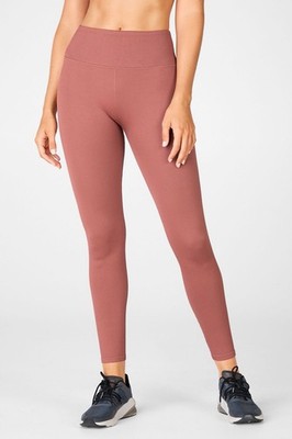 Fabletics High-Waisted Seamless Ribbed Lace-Up Pink Leggings sz S